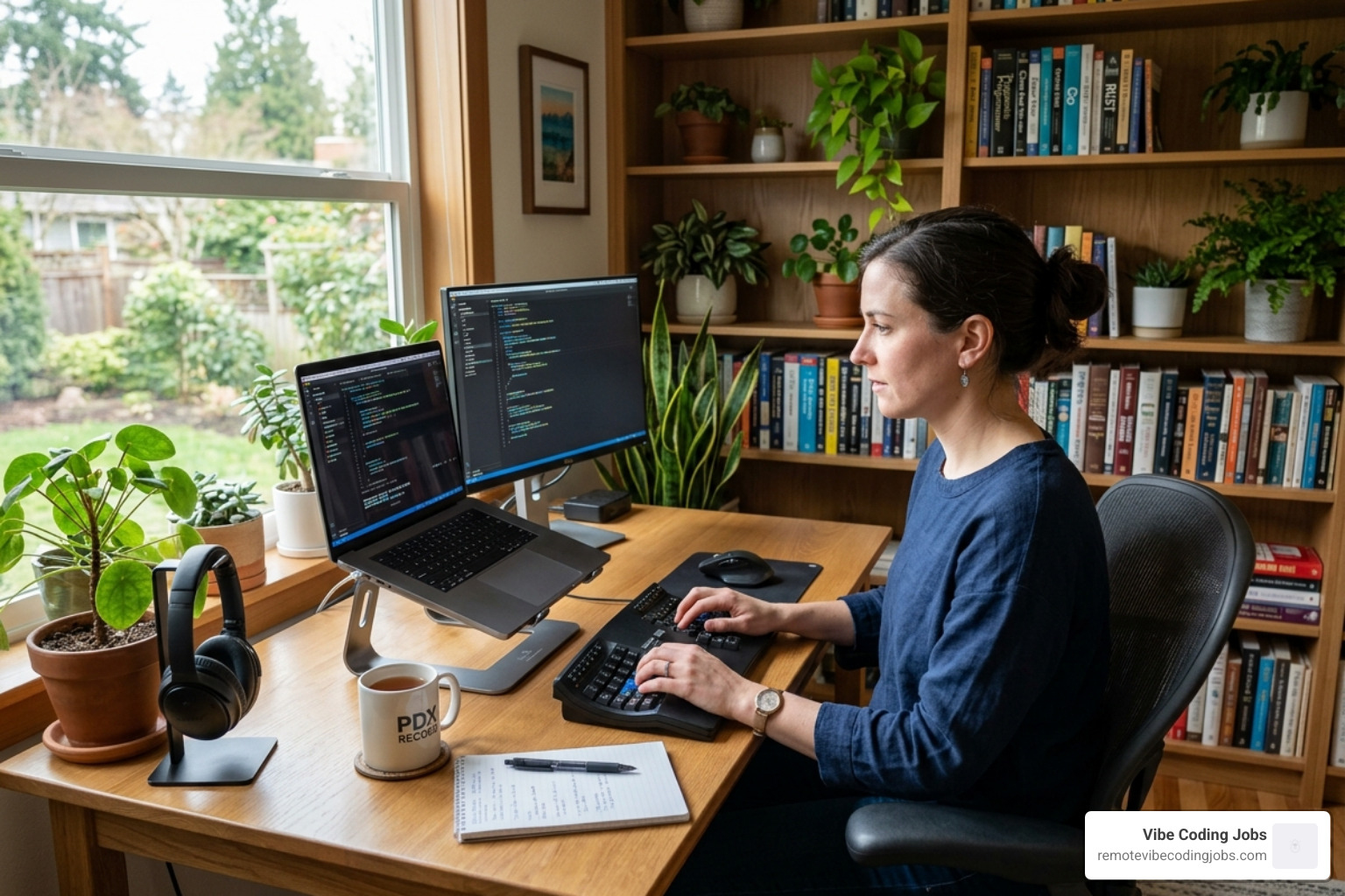 async first remote jobs developer working in quiet distraction-free home office - async first remote jobs